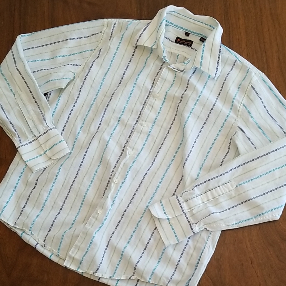 BEN SHERMAN Indian Cotton Casual LS Button Down White XL